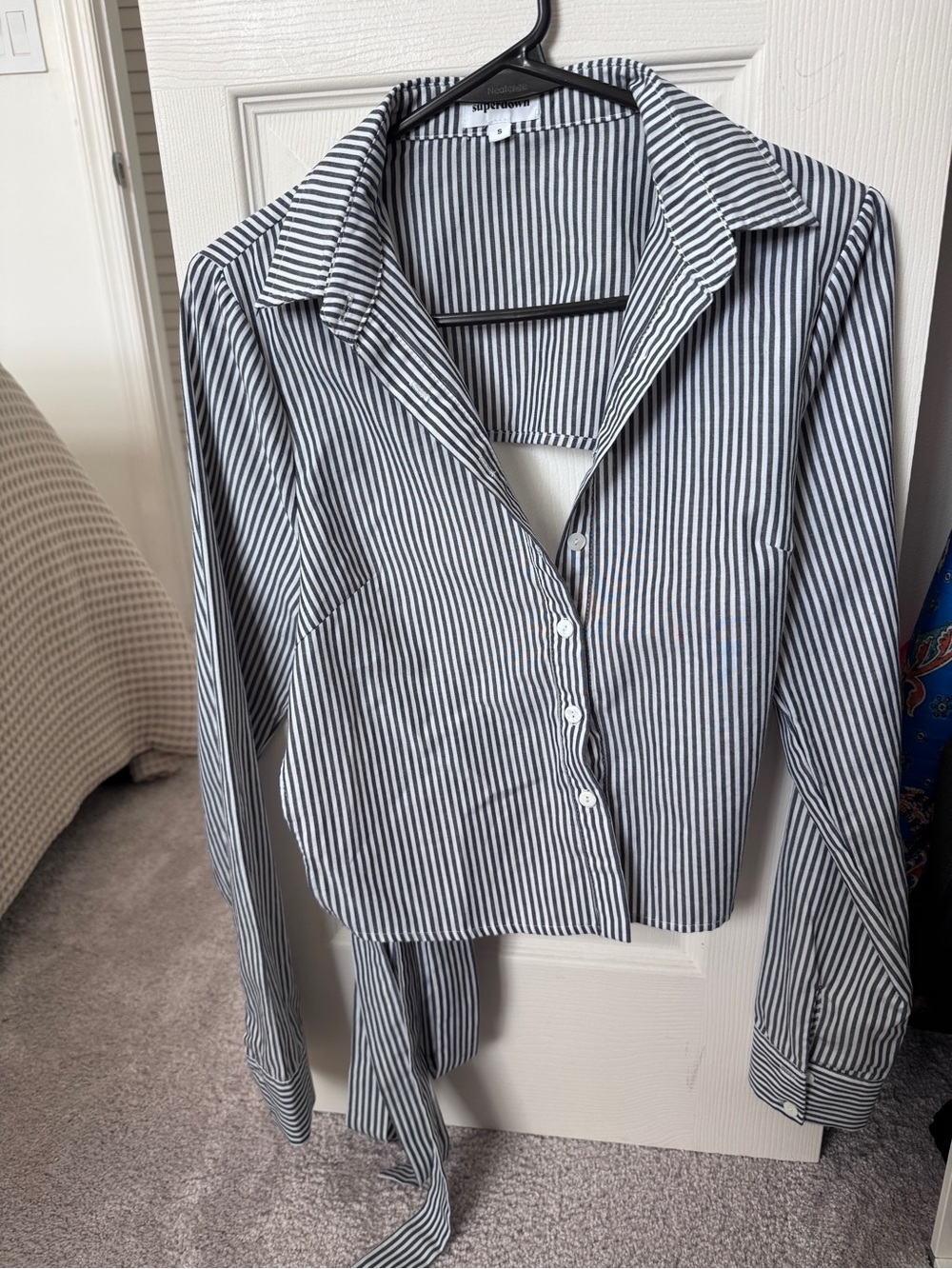 Superdown backless button down shirt